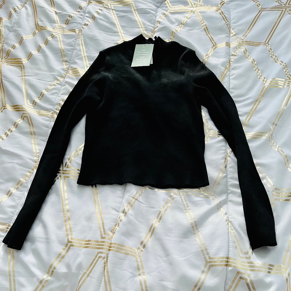 Black Ribbed Turtleneck Sweater